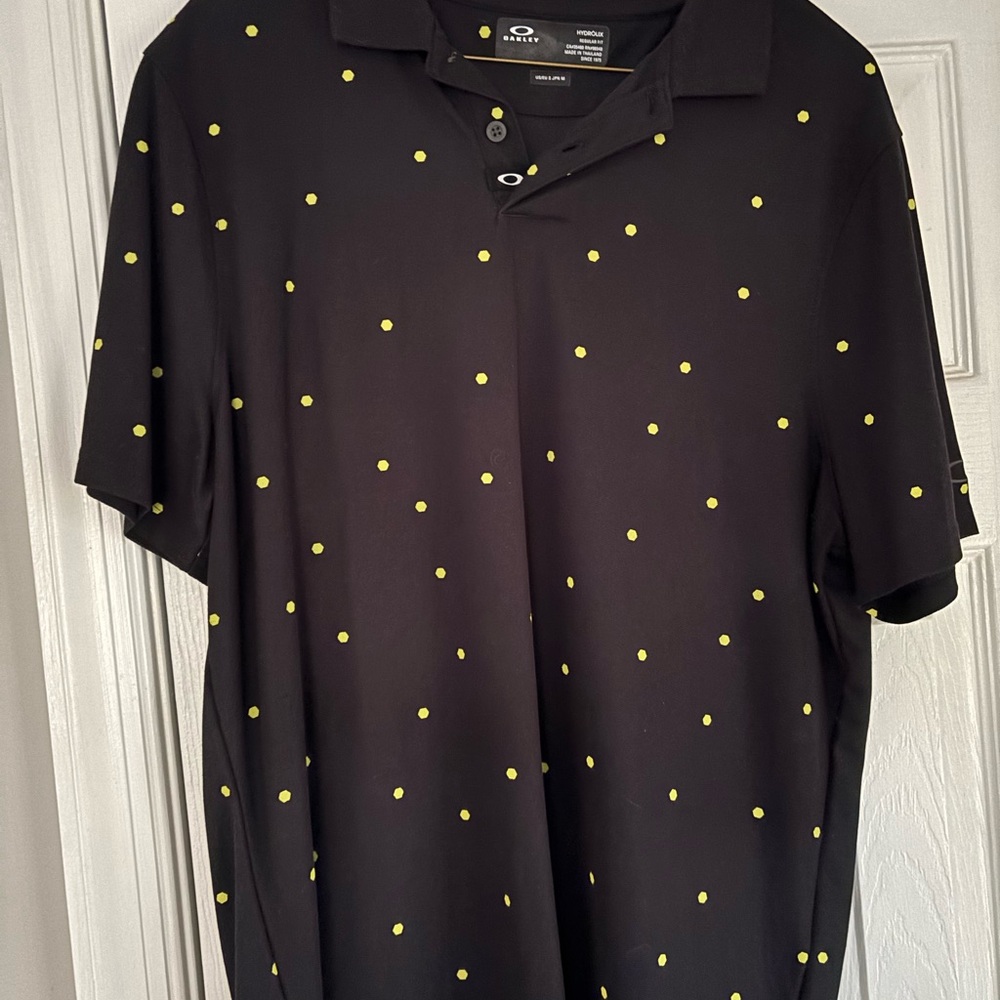 Oakley Black Polo with Yellow Dots